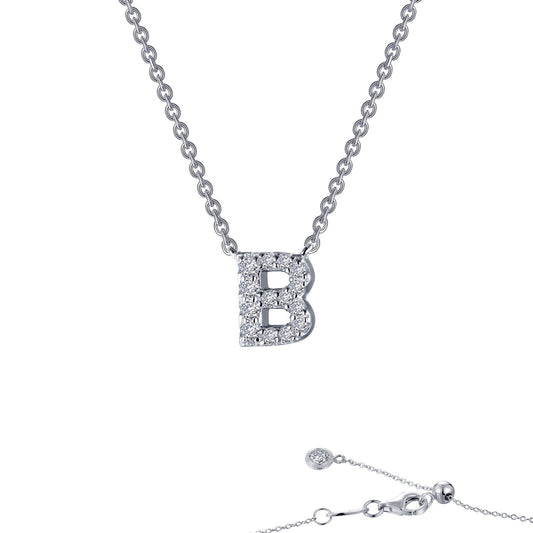 LaFonn Platinum Simulated Diamond N/A NECKLACES Letter B Pendant Necklace