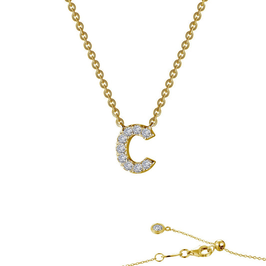 LaFonn Gold Simulated Diamond N/A NECKLACES Letter C Pendant Necklace