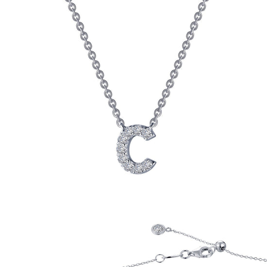 Load image into Gallery viewer, LaFonn Platinum Simulated Diamond N/A NECKLACES Letter C Pendant Necklace
