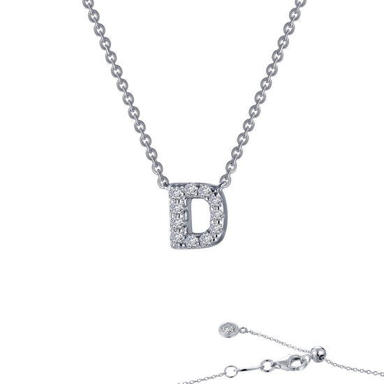Load image into Gallery viewer, Lafonn Letter D Pendant Necklace Simulated Diamond NECKLACES Platinum 0.4 CTS Approx. 7.0mm (H) x 5.8mm (W)
