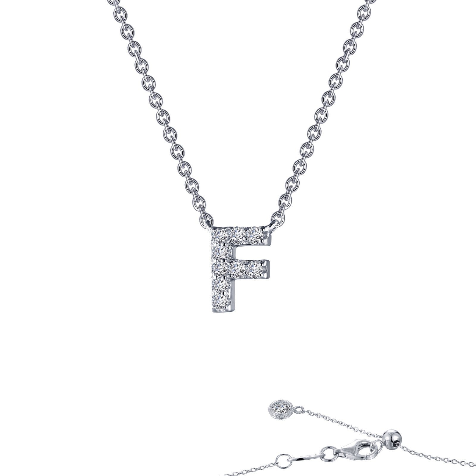 LaFonn Platinum Simulated Diamond N/A NECKLACES Letter F Pendant Necklace