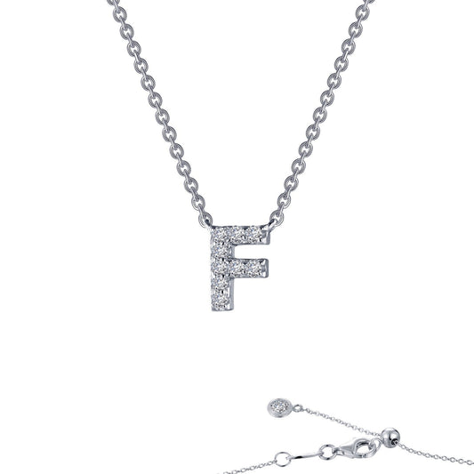 LaFonn Platinum Simulated Diamond N/A NECKLACES Letter F Pendant Necklace