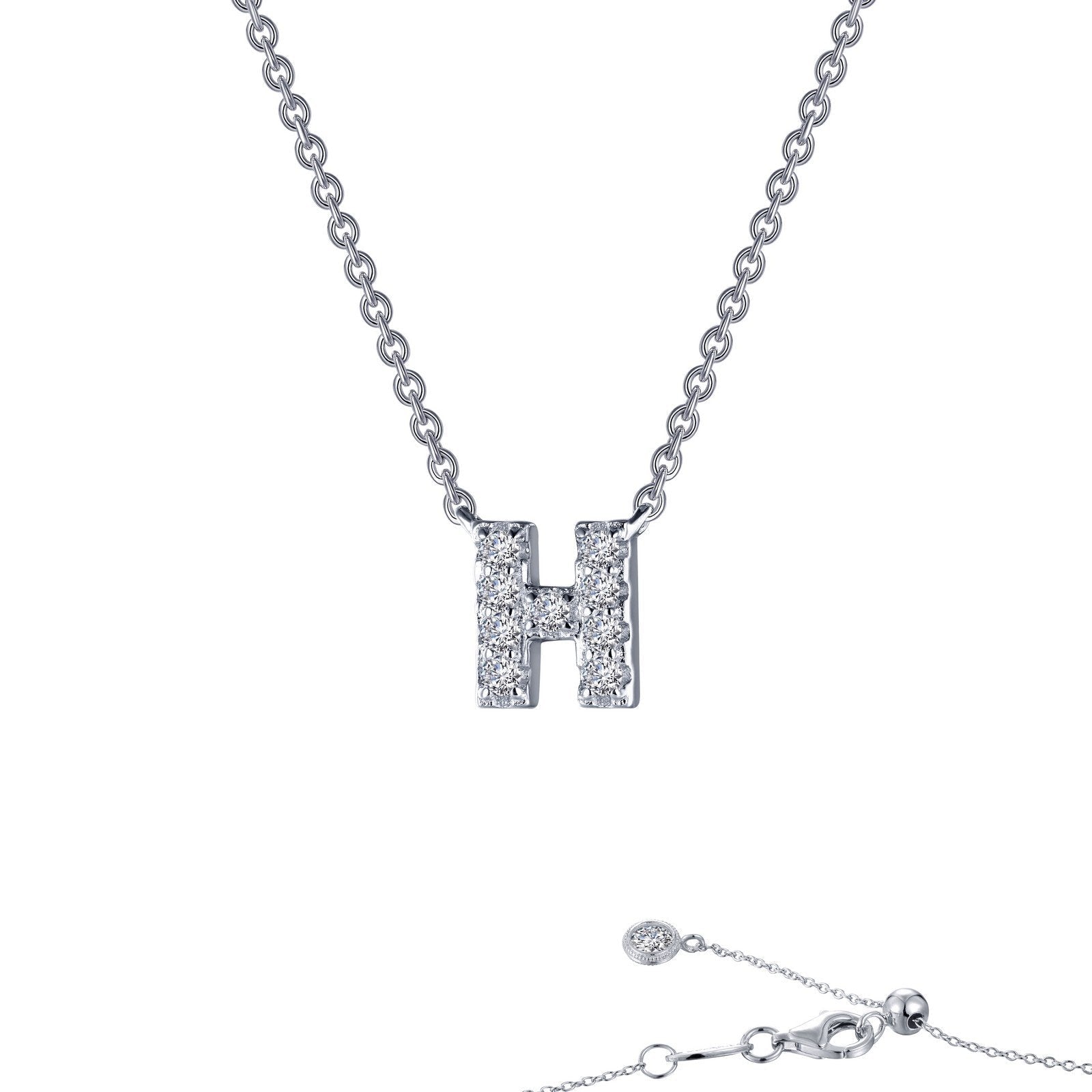 LaFonn Platinum Simulated Diamond N/A NECKLACES Letter H Pendant Necklace