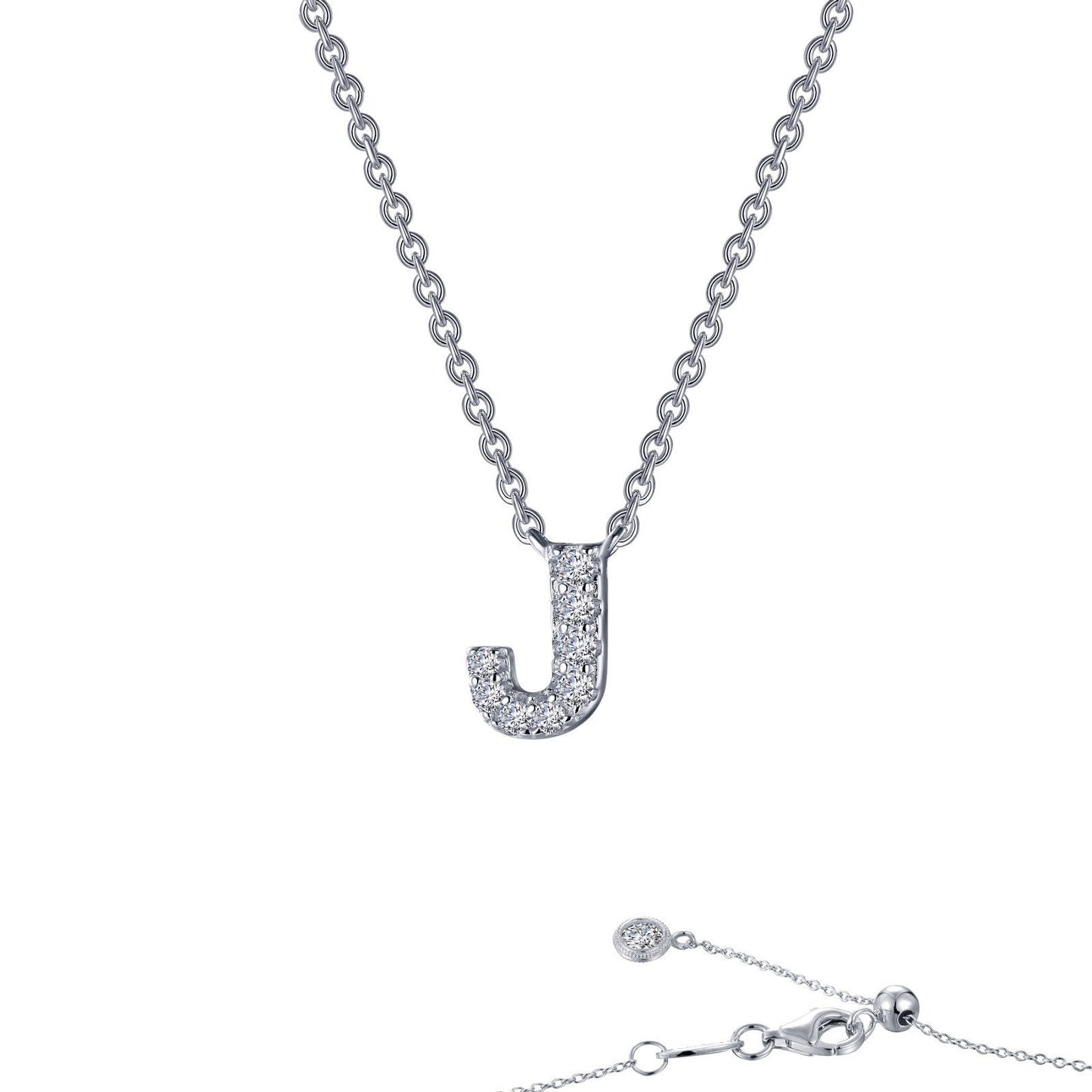 Load image into Gallery viewer, Lafonn Letter J Pendant Necklace Simulated Diamond NECKLACES Platinum 0.34 CTS Approx. 7mm (H) x 5mm (W)
