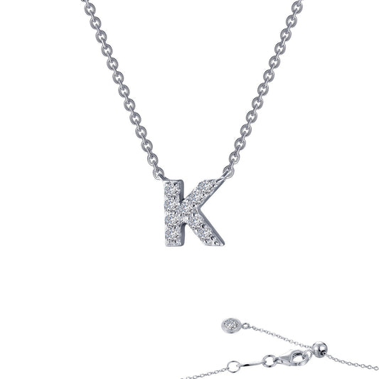 LaFonn Platinum Simulated Diamond N/A NECKLACES Letter K Pendant Necklace