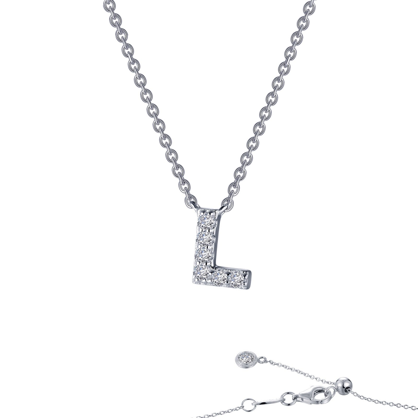 Lafonn Letter L Pendant Necklace 7 Stone Count 9N092CLP20