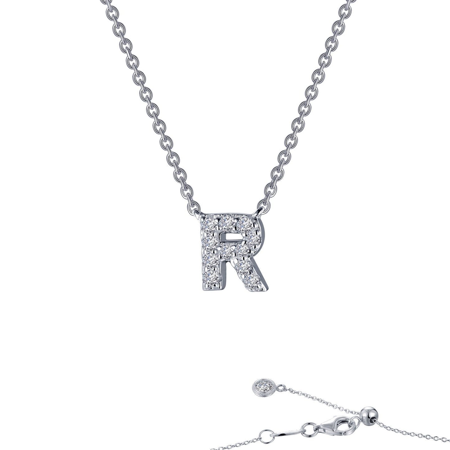 LaFonn Platinum Simulated Diamond N/A NECKLACES Letter R Pendant Necklace