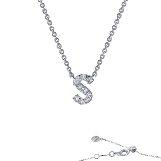 LaFonn Platinum Simulated Diamond N/A NECKLACES Letter S Pendant Necklace