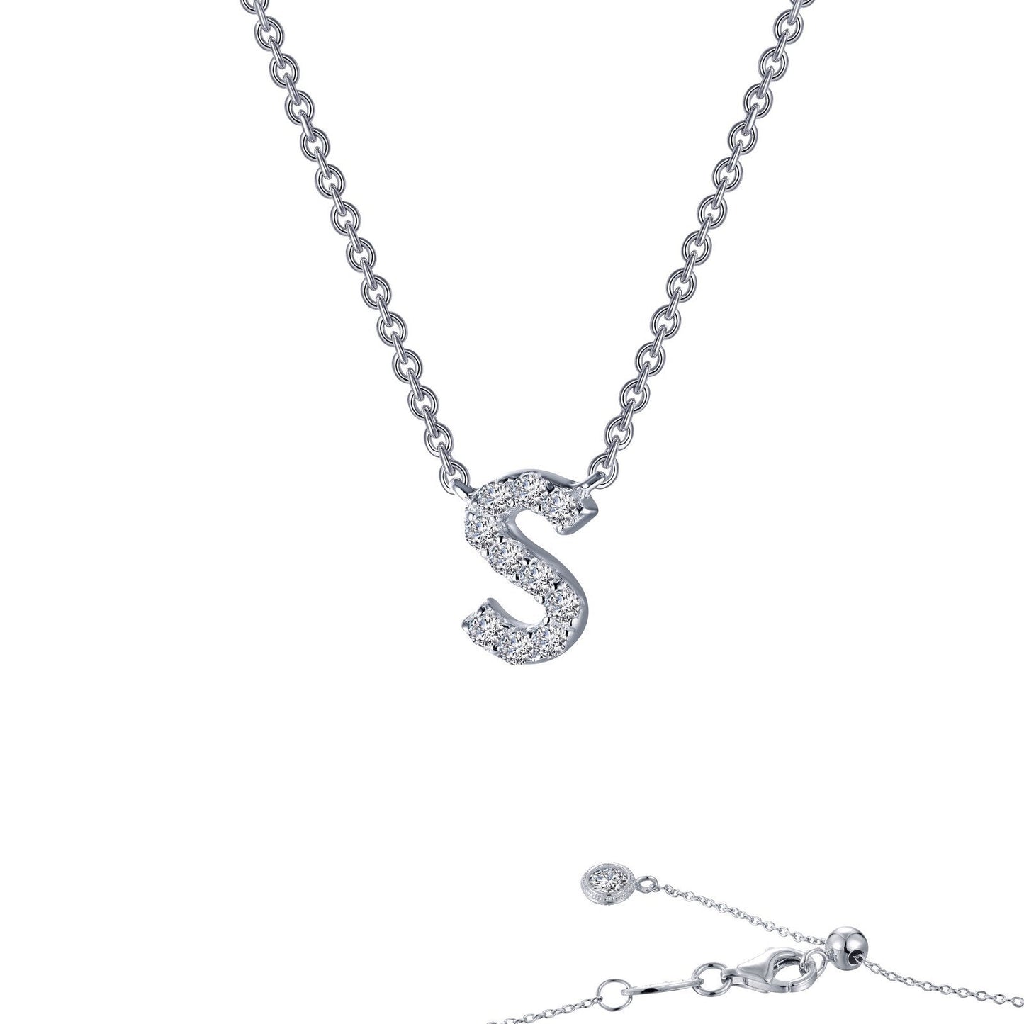 Load image into Gallery viewer, Lafonn Letter S Pendant Necklace Simulated Diamond NECKLACES Platinum 0.36 CTS Approx. 7.7mm (H) x 4.8mm (W)
