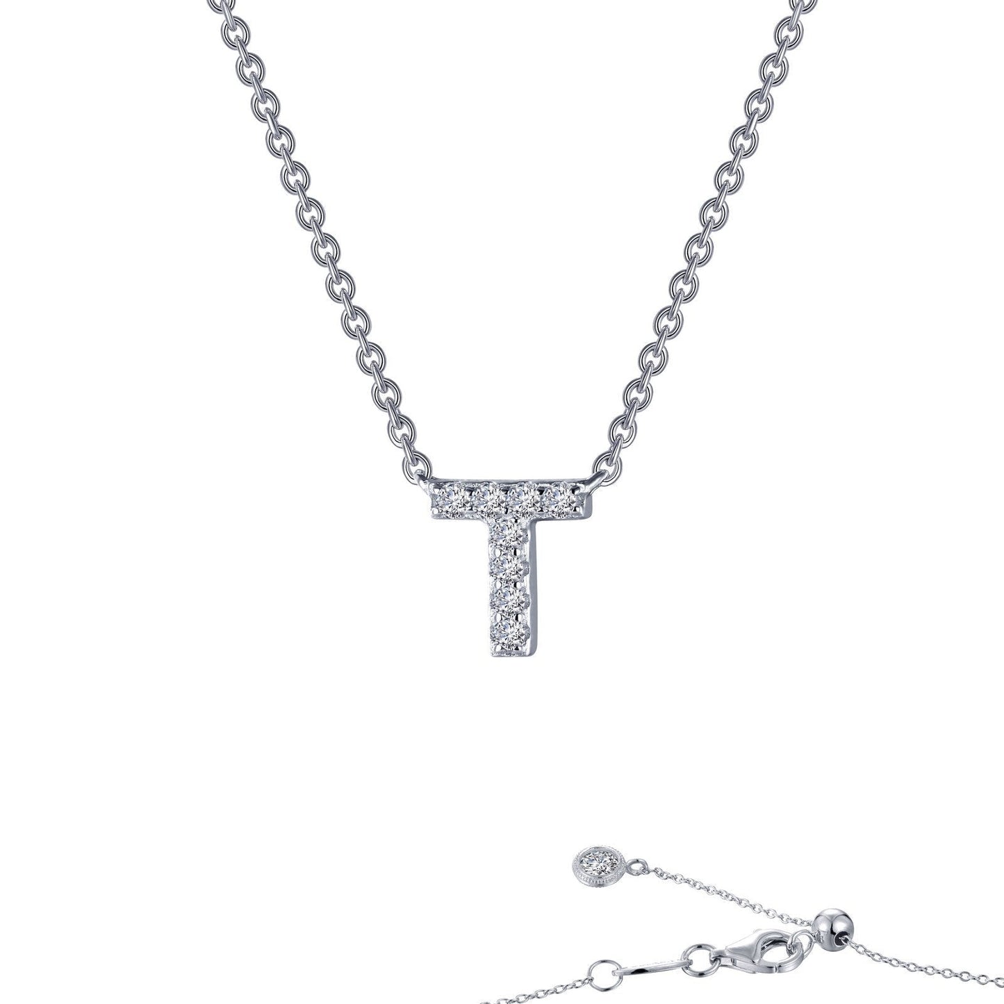 Load image into Gallery viewer, LaFonn Platinum Simulated Diamond N/A NECKLACES Letter T Pendant Necklace
