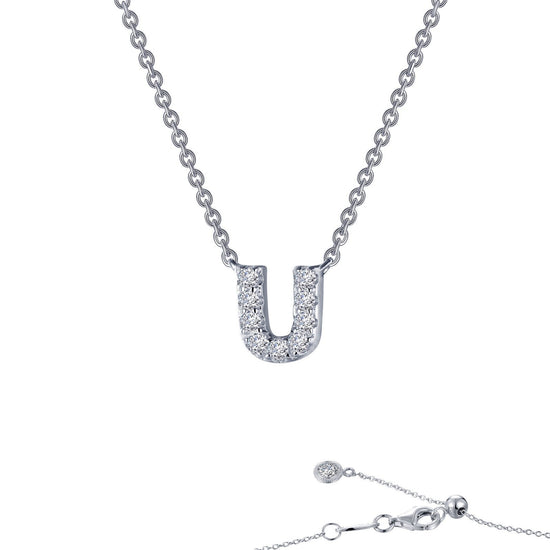 Load image into Gallery viewer, LaFonn Platinum Simulated Diamond N/A NECKLACES Letter U Pendant Necklace
