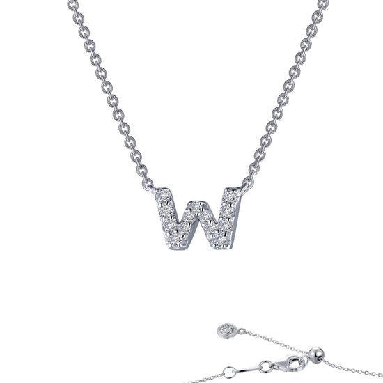 Load image into Gallery viewer, LaFonn Platinum Simulated Diamond N/A NECKLACES Letter W Pendant Necklace

