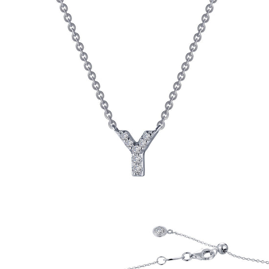 LaFonn Platinum Simulated Diamond N/A NECKLACES Letter Y Pendant Necklace