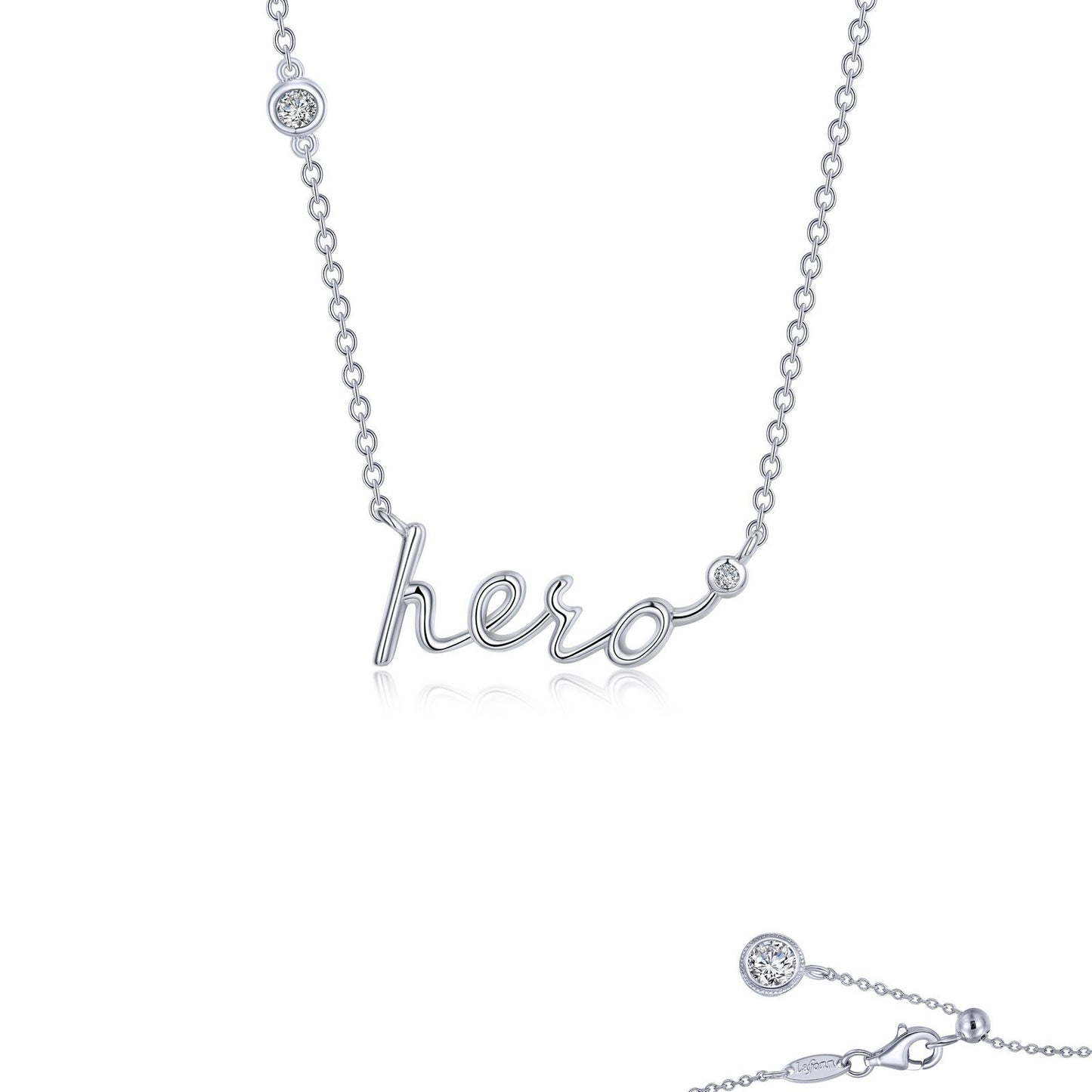 LaFonn Platinum Simulated Diamond N/A NECKLACES Hero Word Necklace