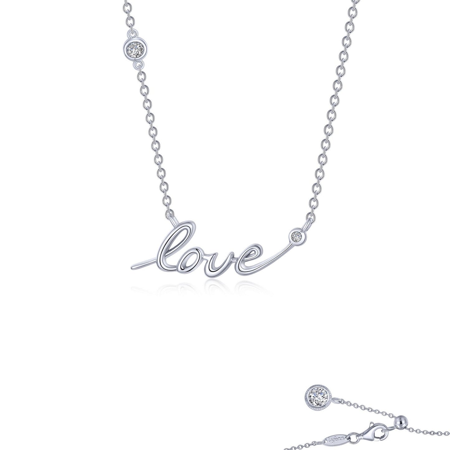 Lafonn Love Word Necklace 3 Stone Count 9N111CLP20