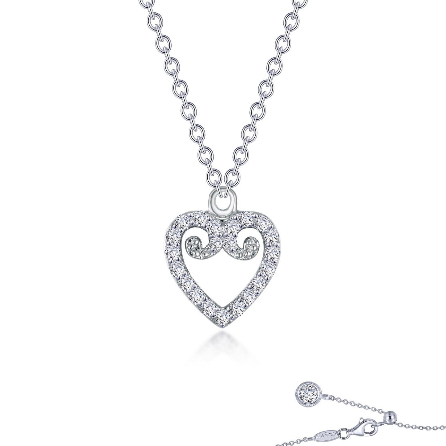 Lafonn Mini Open Heart Necklace 22 Stone Count 9N117CLP20