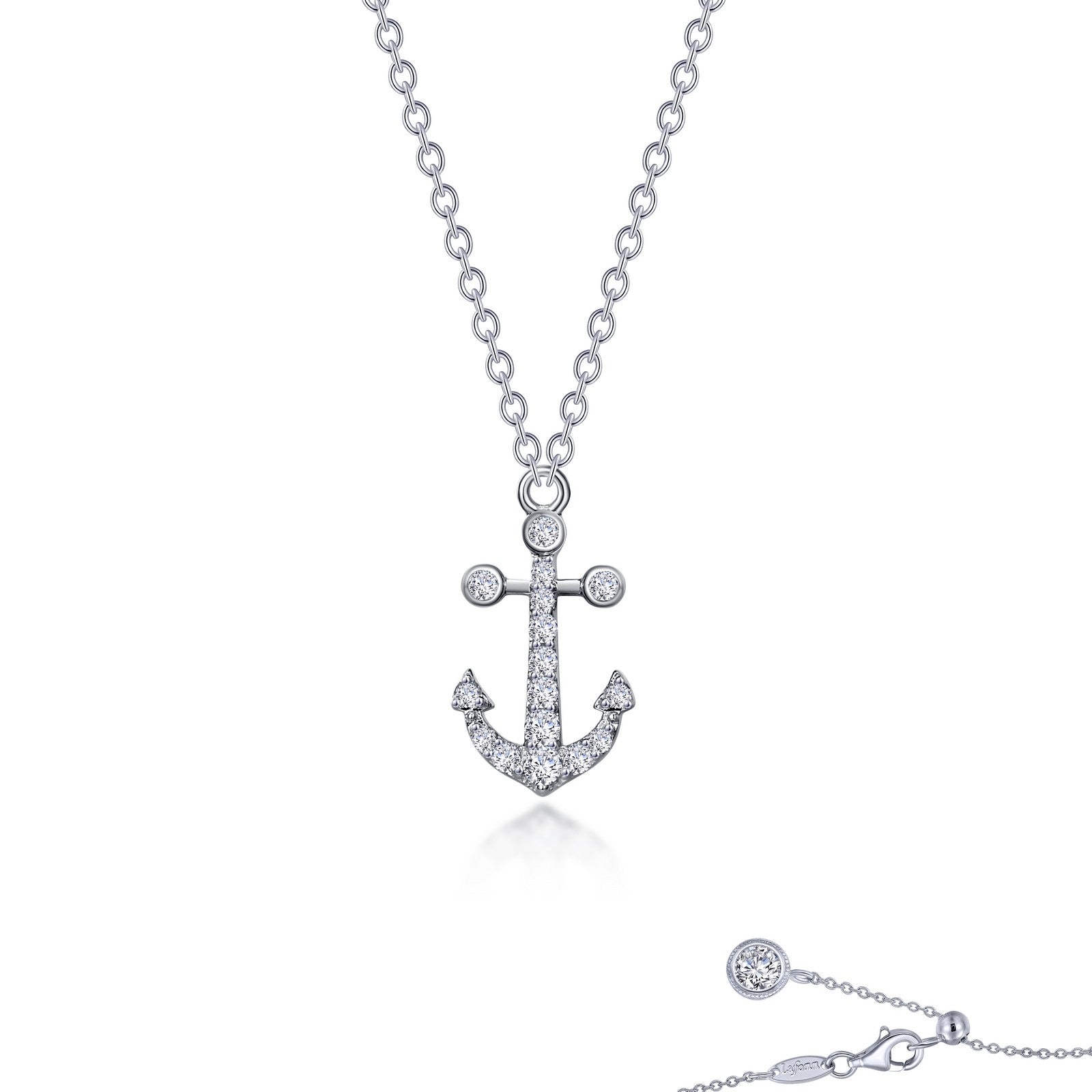 Lafonn Mini Anchor Necklace 17 Stone Count 9N119CLP20