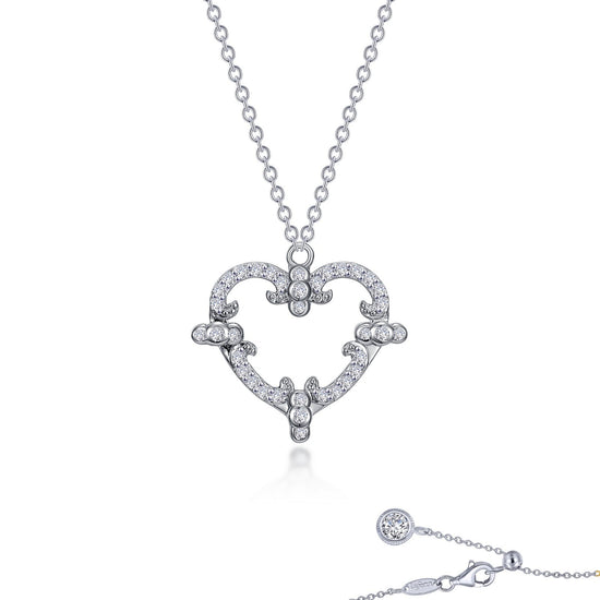 Load image into Gallery viewer, Lafonn Filigreen Heart (c) Necklace Simulated Diamond NECKLACES Platinum 0.61 CTS Approx. 16mm (H) x 17.5mm (W)
