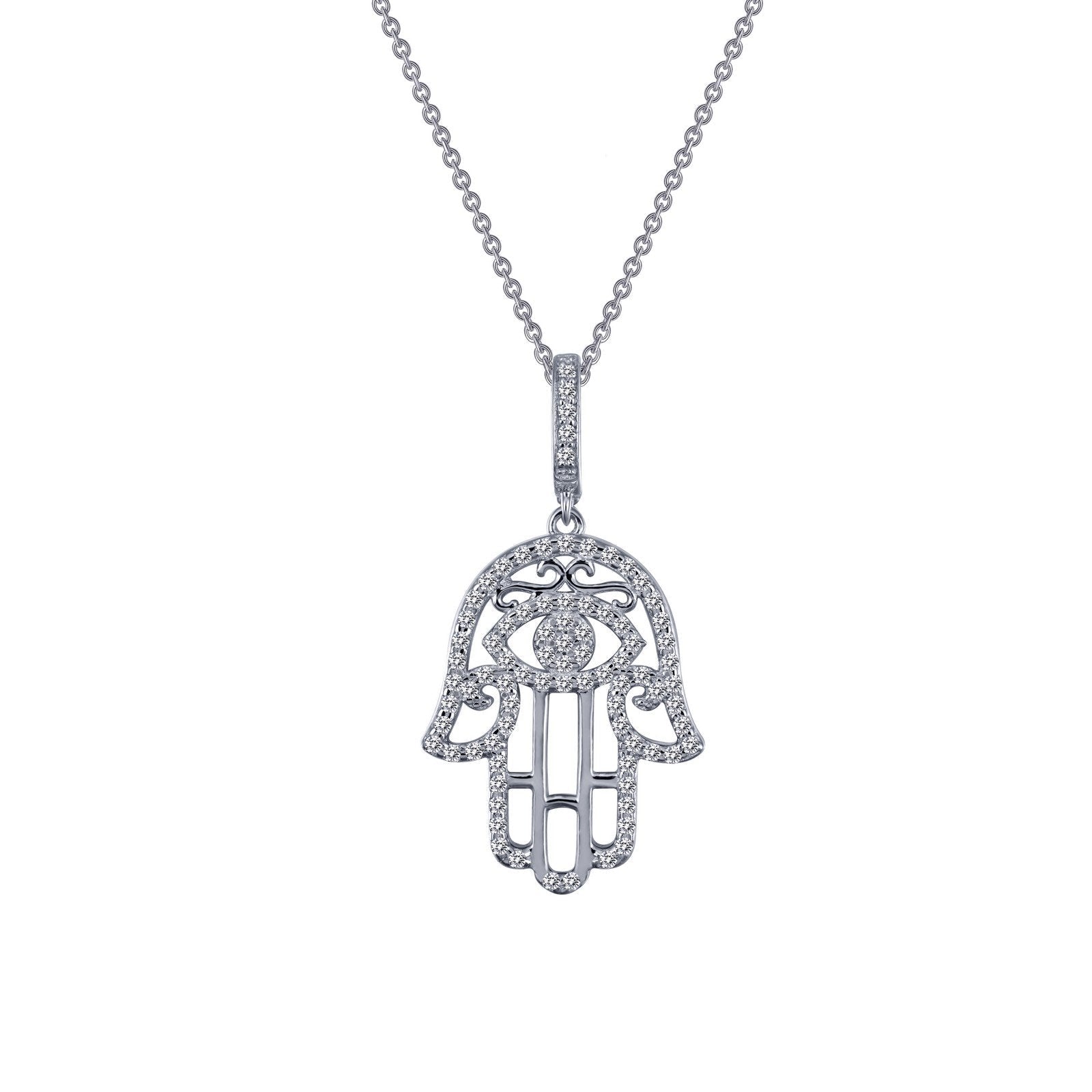 LaFonn Platinum Simulated Diamond N/A NECKLACES Hamsa Pendant Necklace