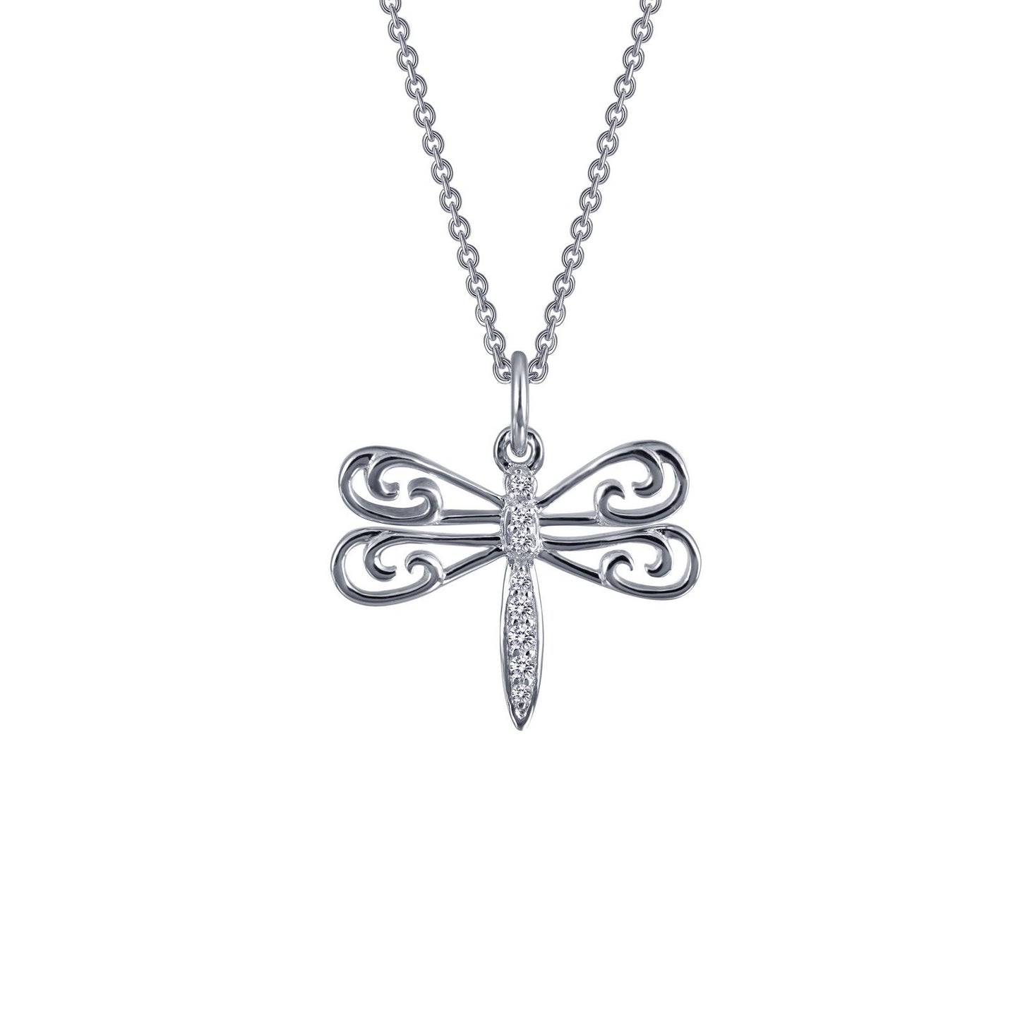 LaFonn Platinum Simulated Diamond N/A NECKLACES Dragonfly Pendant Necklace