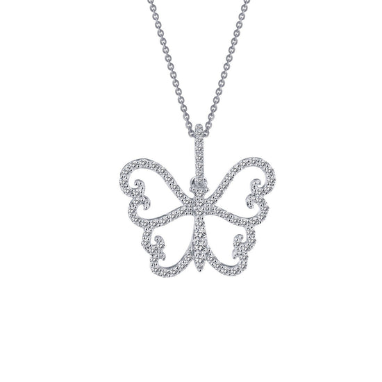 Lafonn Butterfly Pendant Necklace Simulated Diamond NECKLACES Platinum 0.66 CTS 