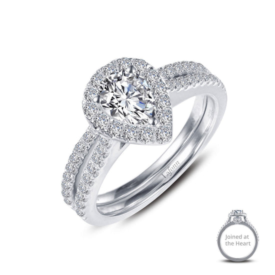 Load image into Gallery viewer, Lafonn Joined-At-The-Heart Wedding Set Simulated Diamond RINGS Size 5 Platinum 1.56 CTS 
