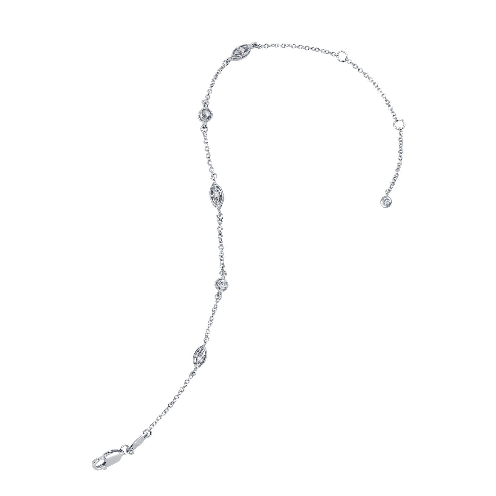 Lafonn Bezel-Set Station Anklet 11 Stone Count A0002CLP10