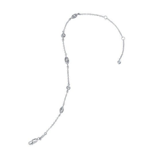 Lafonn Bezel-Set Station Anklet 11 Stone Count A0002CLP10