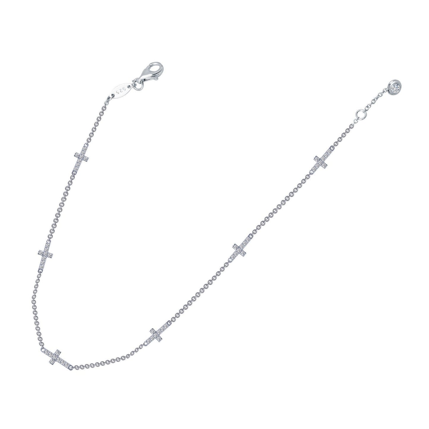 Lafonn Sideways Cross Station Anklet Simulated Diamond ANKLETS Platinum 0.73 CTS 