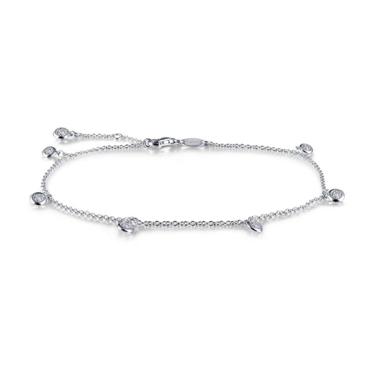 LaFonn Platinum Simulated Diamond N/A ANKLETS Bezel-Set Station Anklet