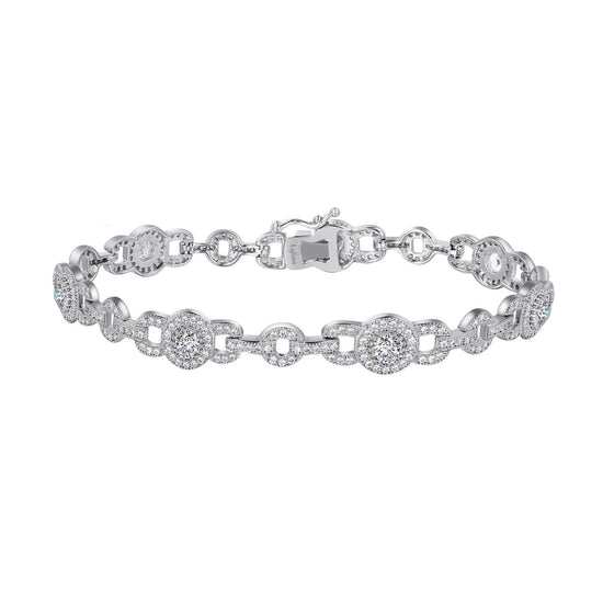 LaFonn Platinum Simulated Diamond  BRACELETS Elegant Halo Link Bracelet 