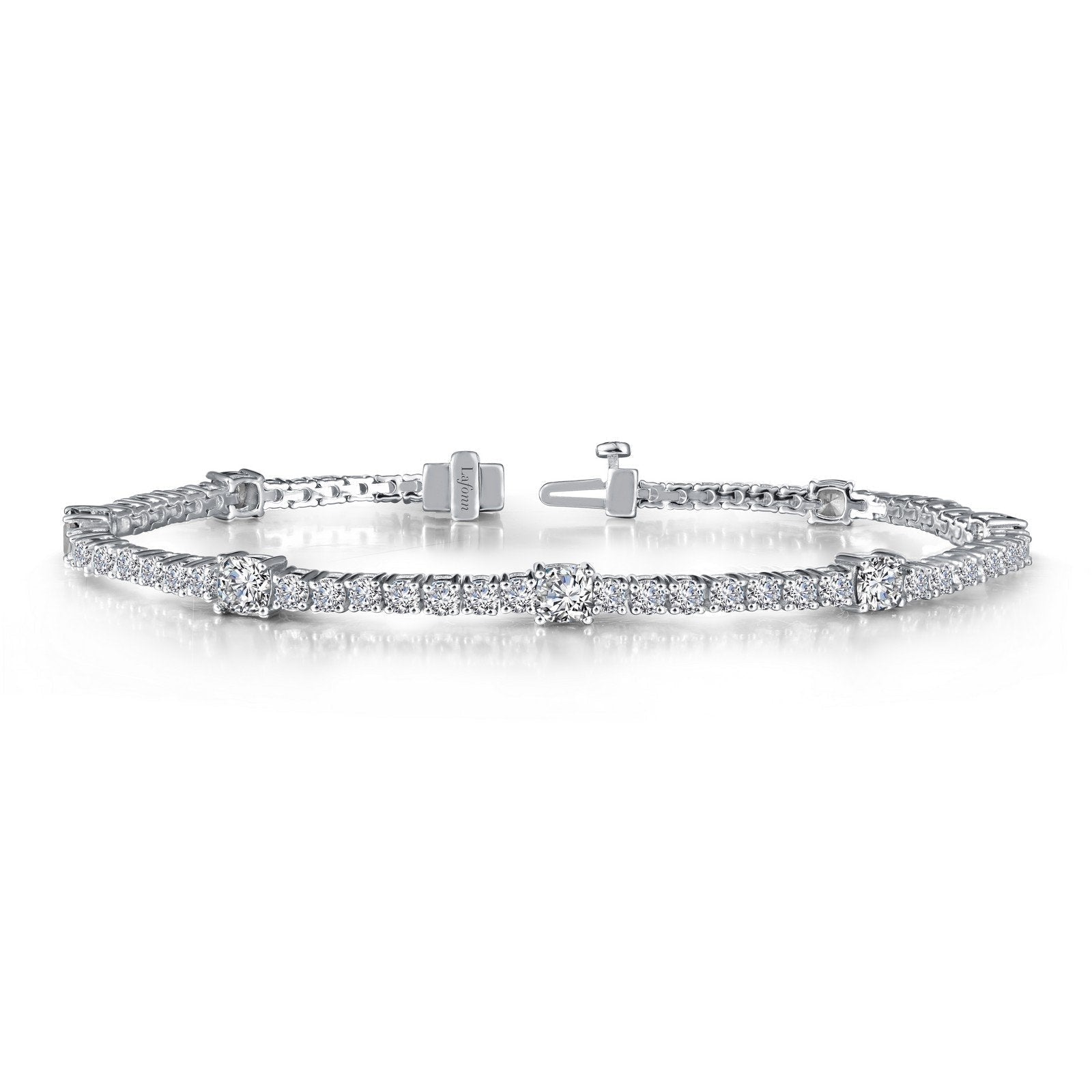 LaFonn Platinum Simulated Diamond  4.0mmX8 Cushion, Approx. 3.12 CTW BRACELETS Classic Station Bracelet