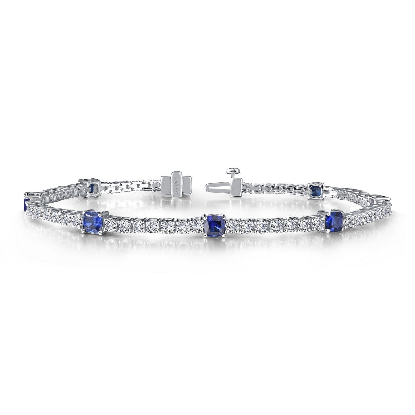 LaFonn Platinum Sapphire  4.0mmX8 Cushion, Approx. 3.12 CTW BRACELETS Classic Station Bracelet