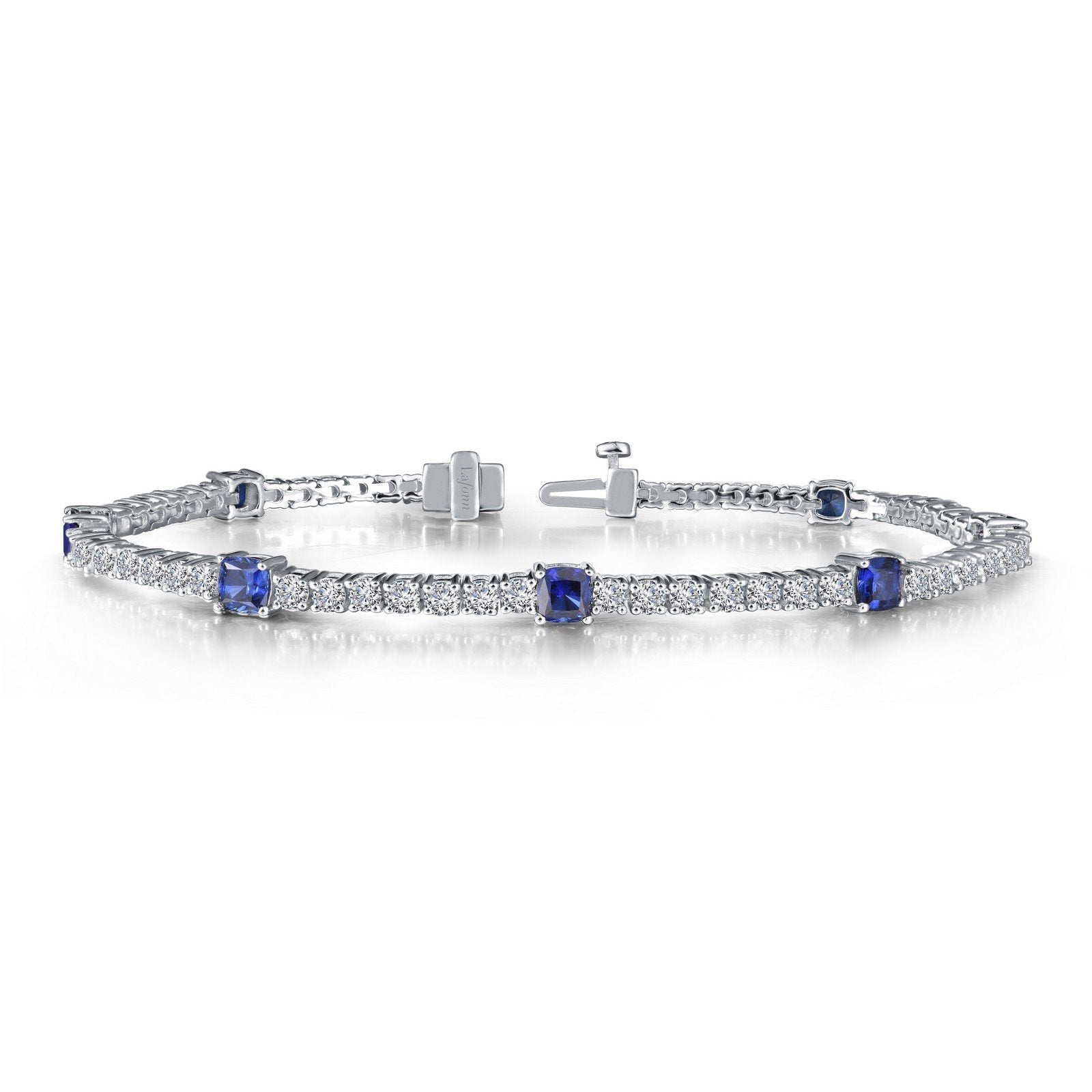 LaFonn Platinum Sapphire  4.0mmX8 Cushion, Approx. 3.12 CTW BRACELETS Classic Station Bracelet