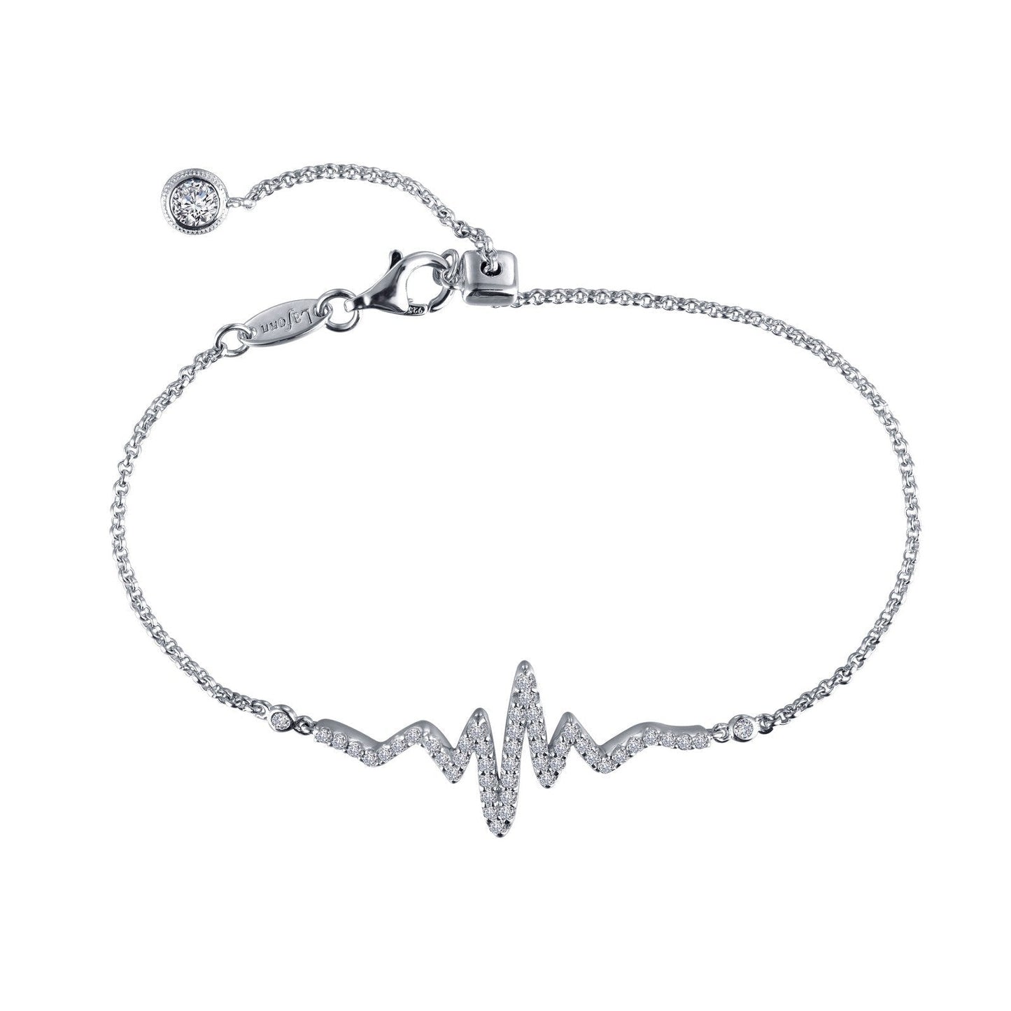 LaFonn Platinum Simulated Diamond N/A BRACELETS Pave Heartbeat Bracelet