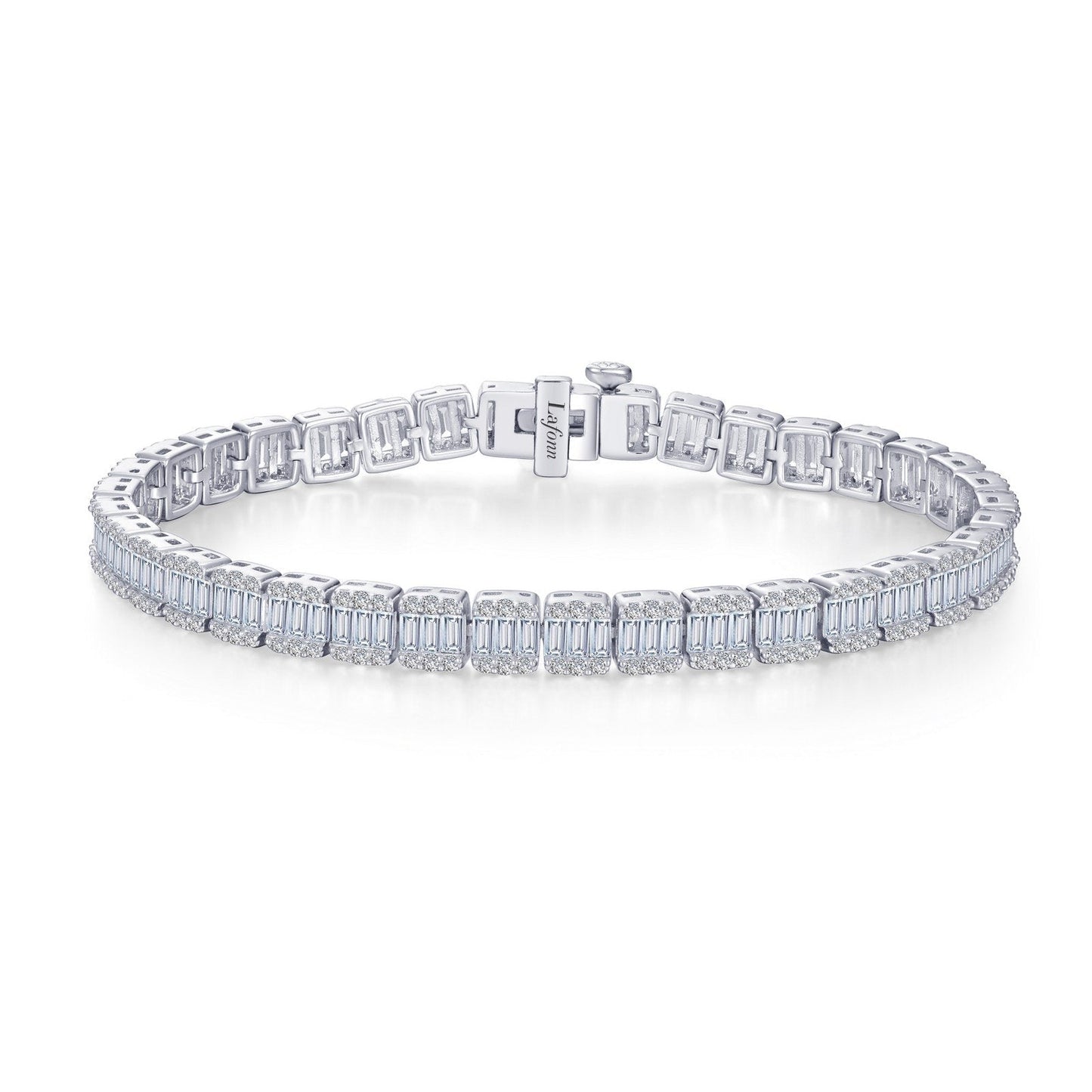 LaFonn Platinum Simulated Diamond 3.0X1.5mmx111 Baguette, Approx. 11.10 CTW BRACELETS Classic Tennis Bracelet