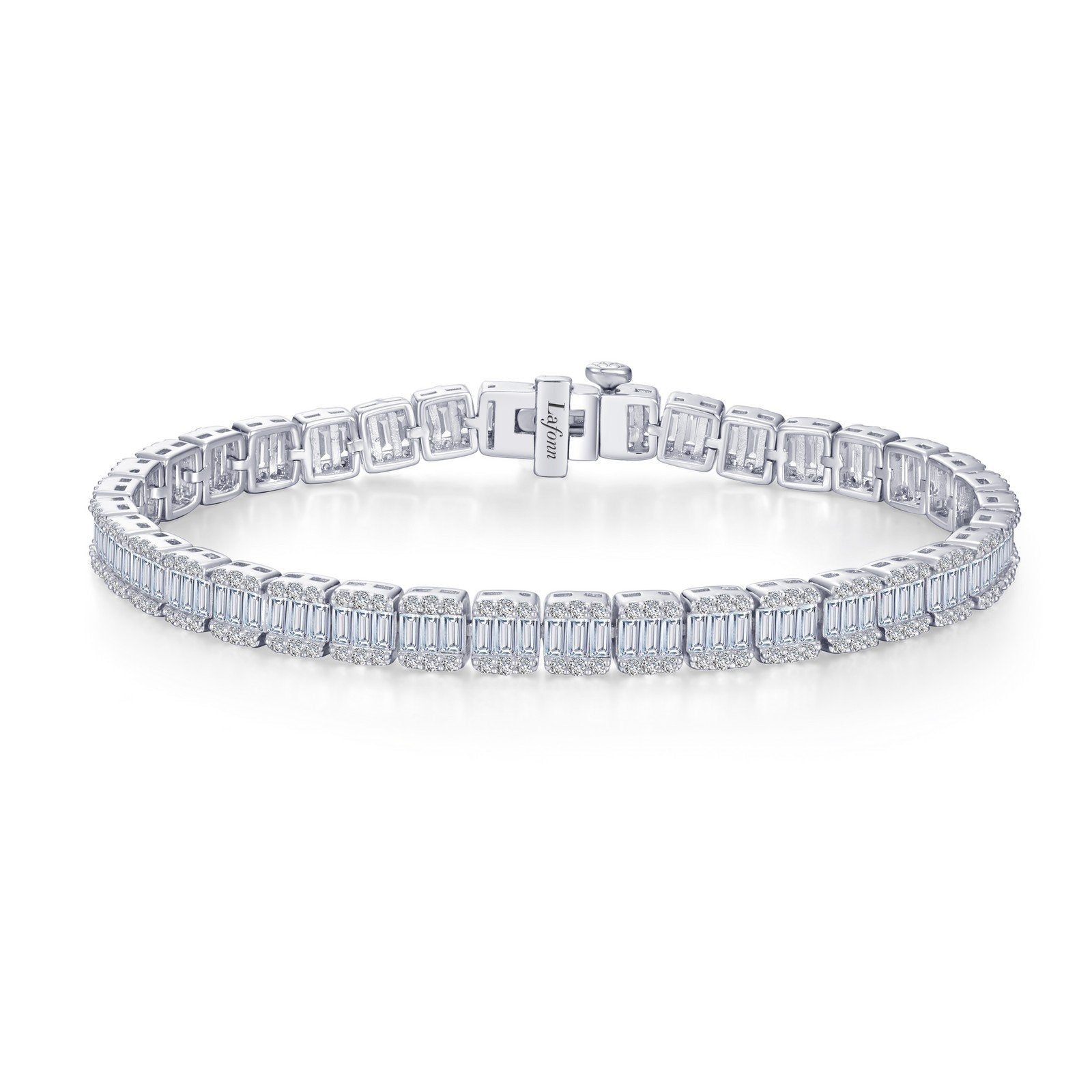 LaFonn Platinum Simulated Diamond 3.0X1.5mmx105 Baguette, Approx. 10.50 CTW BRACELETS Classic Tennis Bracelet