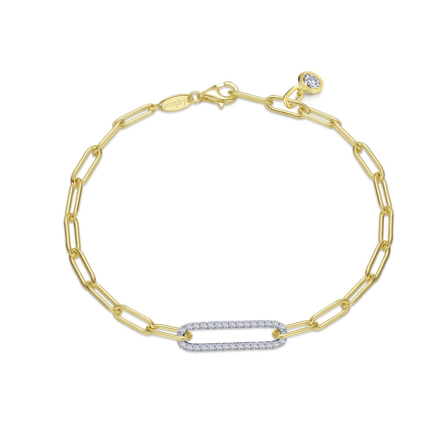 Lafonn 2-Tone Paperclip Bracelet 33 Stone Count B0165CLT75