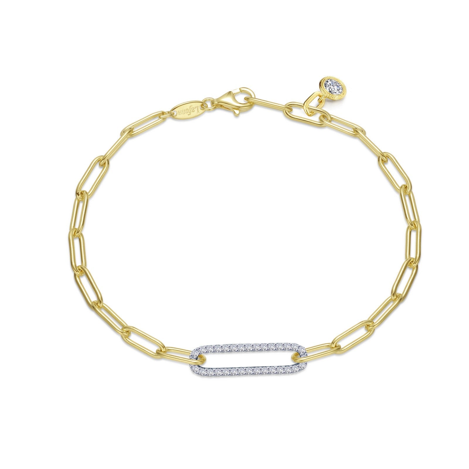 Lafonn 2-Tone Paperclip Bracelet 33 Stone Count B0165CLT75