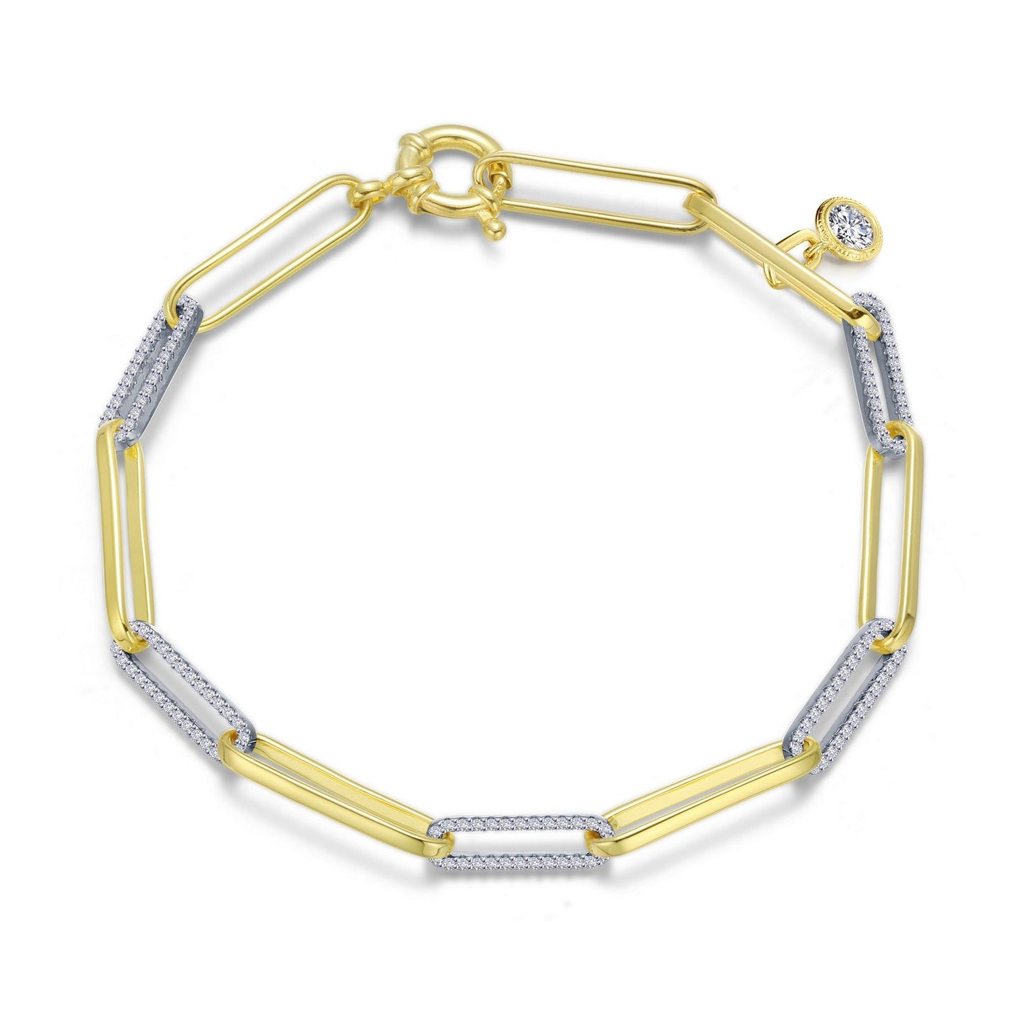 1.65 CTW 2-Tone Paperclip Bracelet