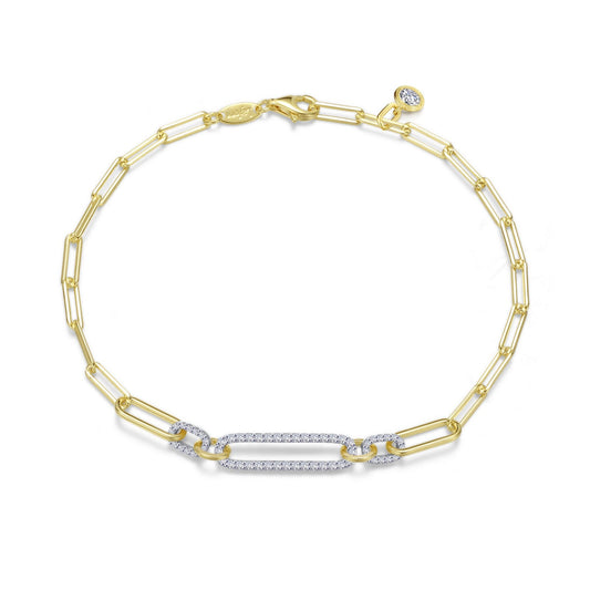 Lafonn 2-Tone Paperclip Bracelet 61 Stone Count B0169CLT75