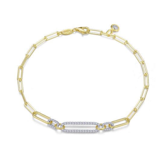Lafonn 2-Tone Paperclip Bracelet 61 Stone Count B0169CLT75