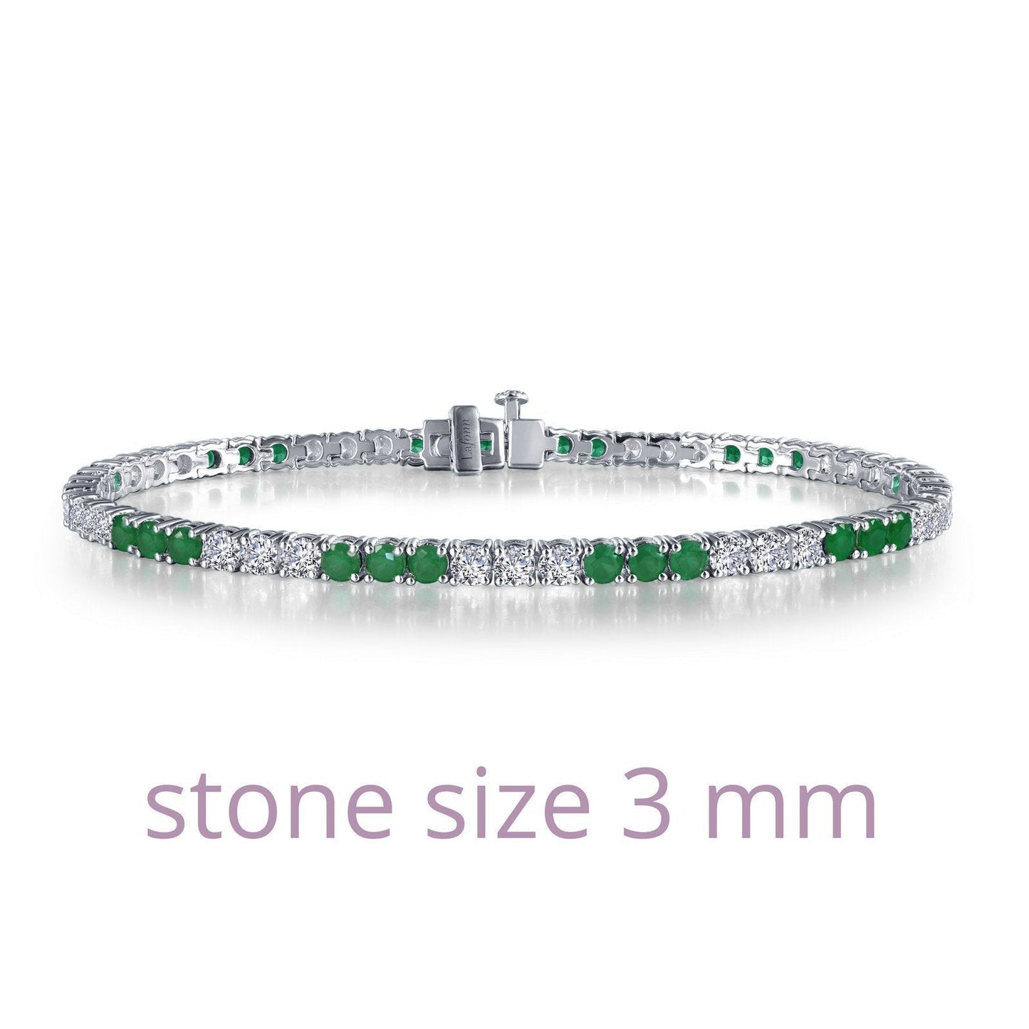 LaFonn Platinum Emerald  3.00mmX57 Round, Approx. 6.27 CTW BRACELETS Alternating Tennis Bracelet