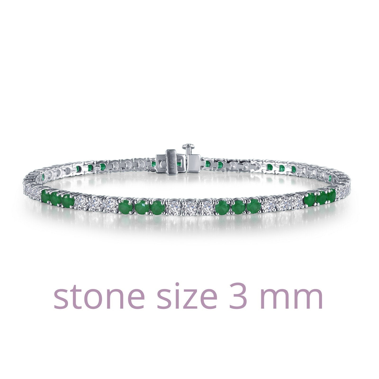 LaFonn Platinum Emerald  3.00mmX57 Round, Approx. 6.27 CTW BRACELETS Alternating Tennis Bracelet