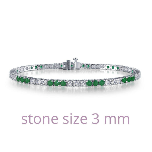 LaFonn Platinum Emerald  3.00mmX57 Round, Approx. 6.27 CTW BRACELETS Alternating Tennis Bracelet