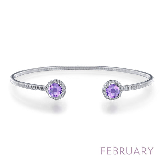 LaFonn Platinum FEBRUARY  5.00mmX2 Round, Amethyst, Approx. 0.92 CTW BRACELETS February Birthstone Bracelet