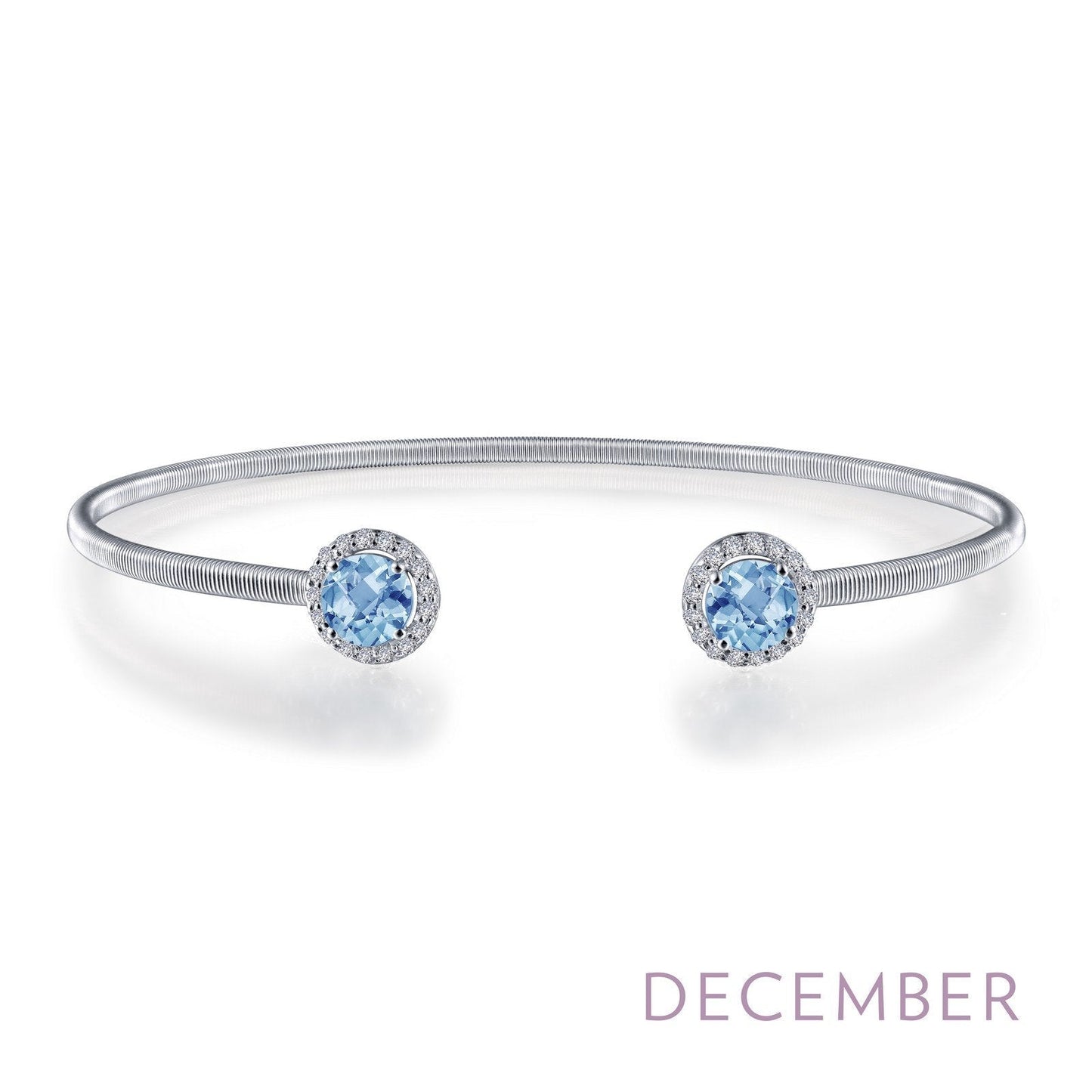 LaFonn Platinum DECEMBER  5.00mmX2 Round, Blue Topaz, Approx. 0.92 CTW BRACELETS December Birthstone Bracelet