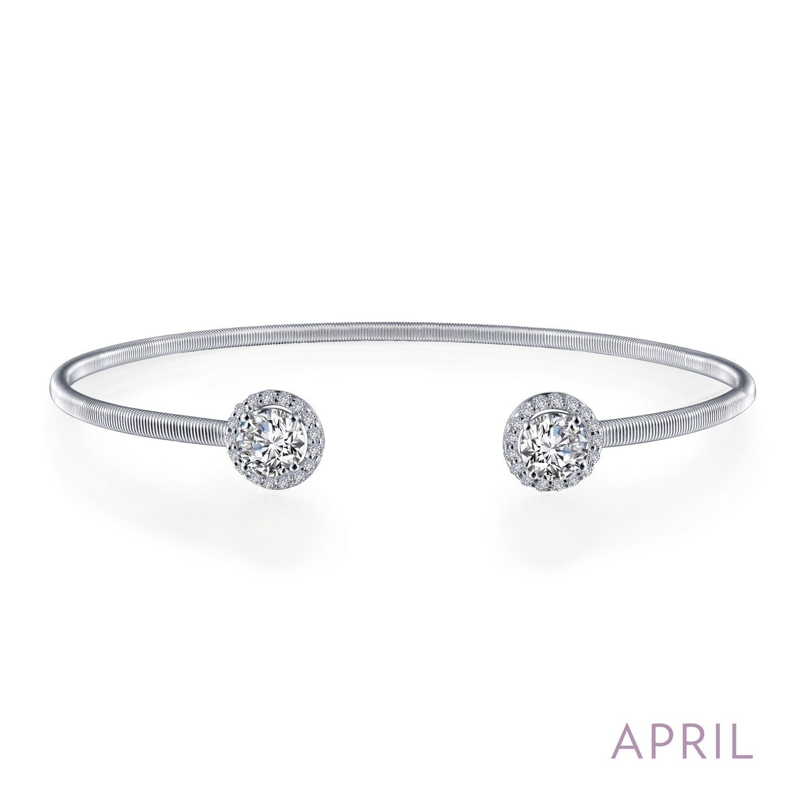 LaFonn Platinum APRIL  5.00mmX2 Round, Diamond, Approx. 0.92 CTW BRACELETS April Birthstone Bracelet