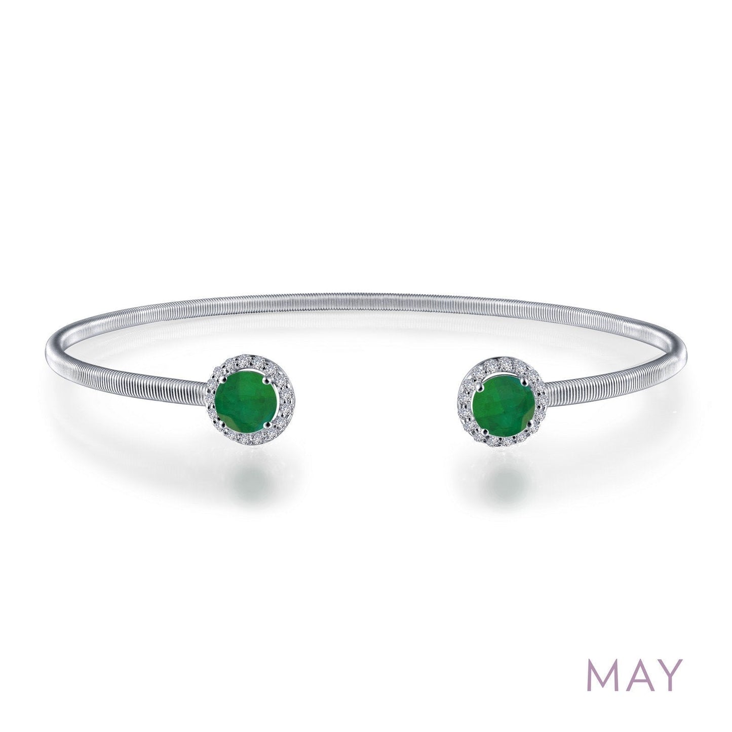 LaFonn Platinum MAY  5.00mmX2 Round, Emerald, Approx. 0.92 CTW BRACELETS May Birthstone Bracelet