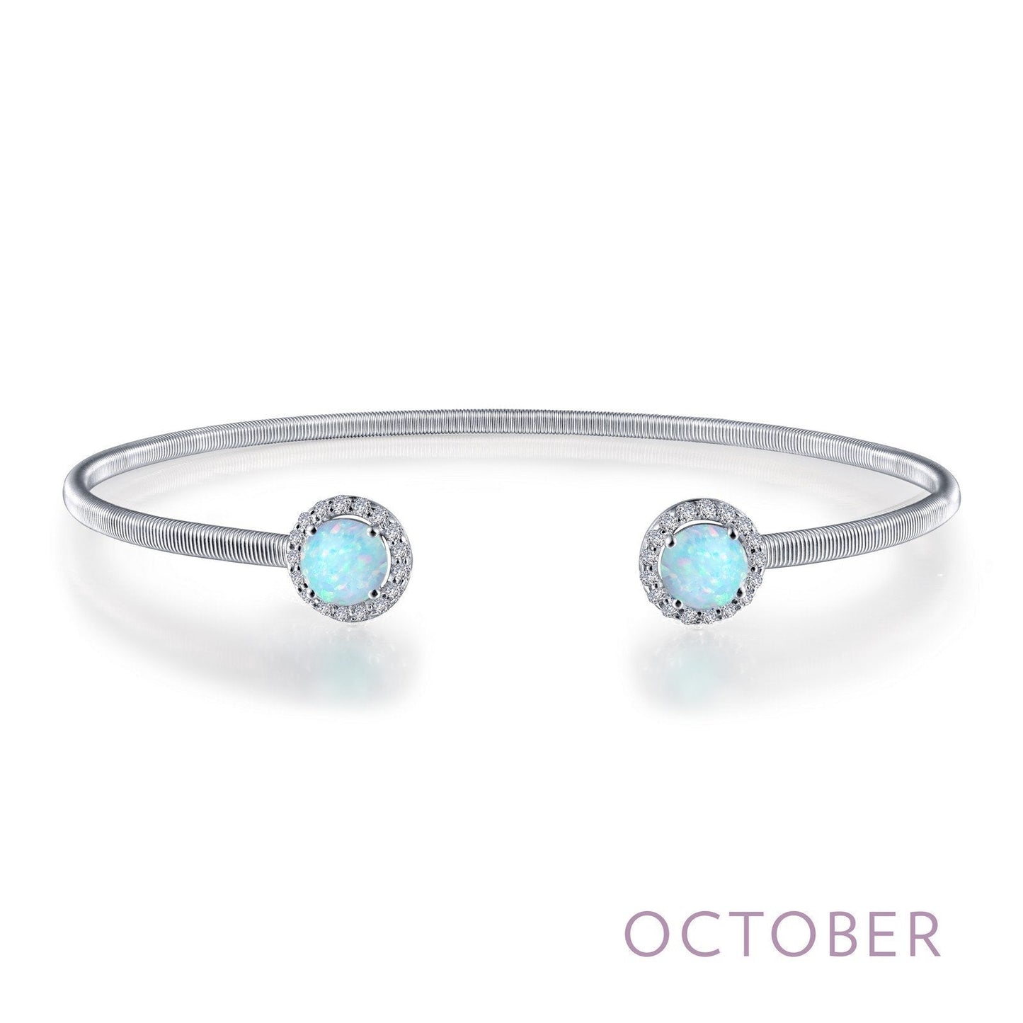 LaFonn Platinum OCTOBER  5.00mmX2 Round, Opal, Approx. N/A CTW BRACELETS October Birthstone Bracelet